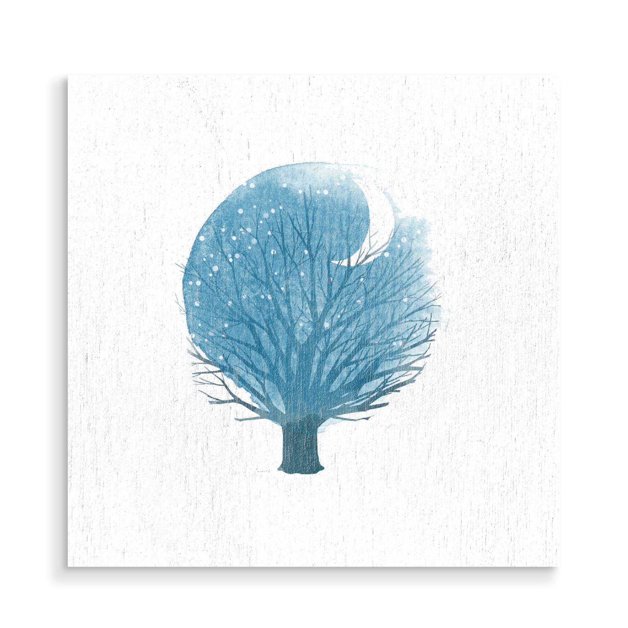 Holzbild "Baum bei Mondschein" artboxONE - Natur,Illustration - Exposure,Mondhimmel,Kahl,Wald