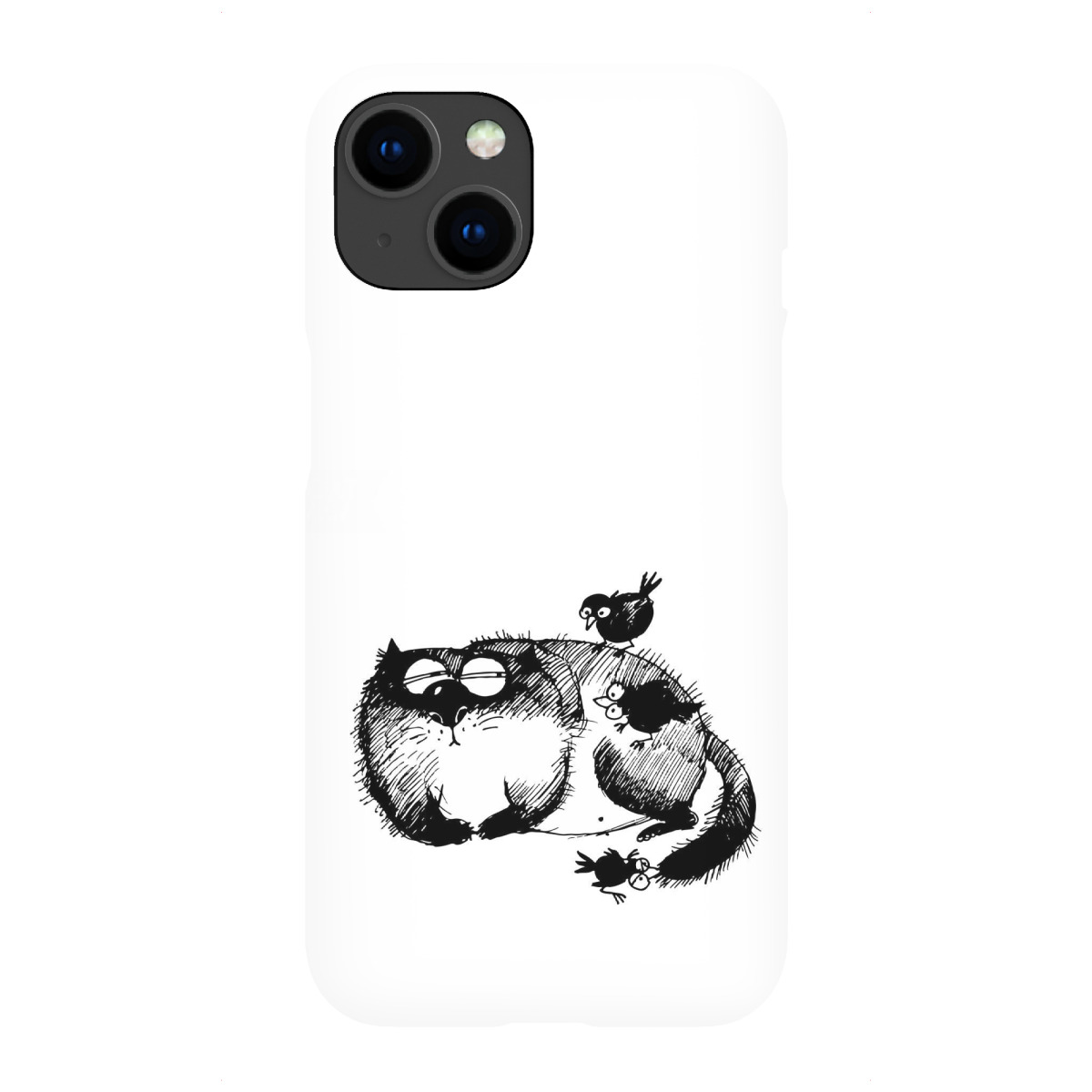 "Lazy Cat & Birds 2"für iPhone - Premium-Case Handyhülle artboxONE
