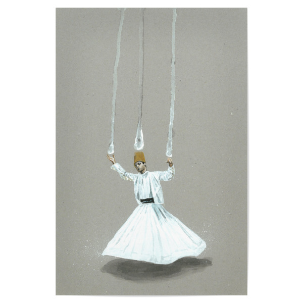 Poster "Dervish 2" artboxONE - Reise,Stift & Papier - Asien,Sport,Dervish,Tropfen,Marionette,Tanzen