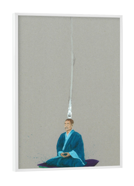Poster mit weißem Rahmen "Zazen" artboxONE - Reise,Stift & Papier - Asien,Sport,Yoga,Tropfen,Meditaiton,Meditieren
