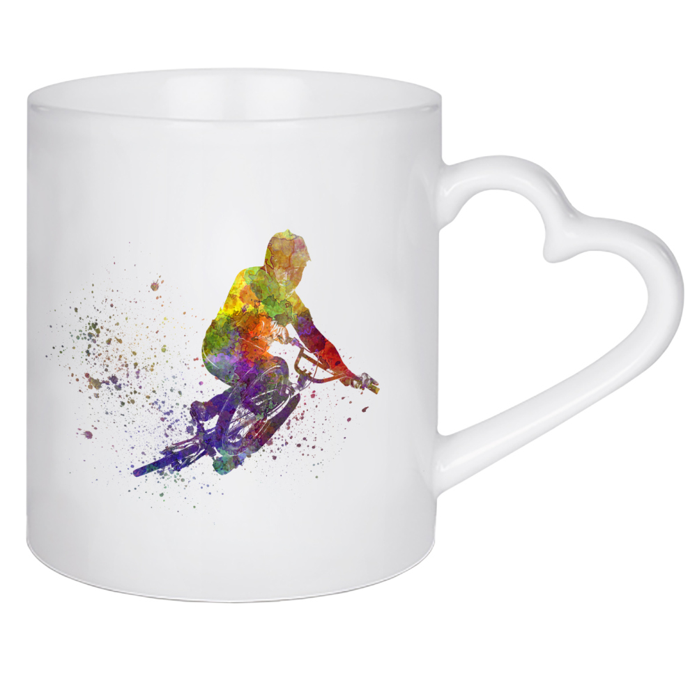 Herztasse "Bmx cyclist in watercolor-b" artboxONE - Abstrakt,Sport