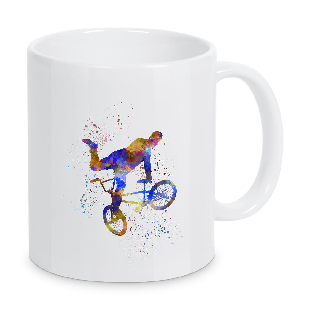 Tasse "Bmx cyclist in watercolor-c" artboxONE - Abstrakt,Sport - Sport,Sports,Watercolor,Color,Bmx,Cyclist,Rider,Bicycle,Pirouette,Jump,Competition