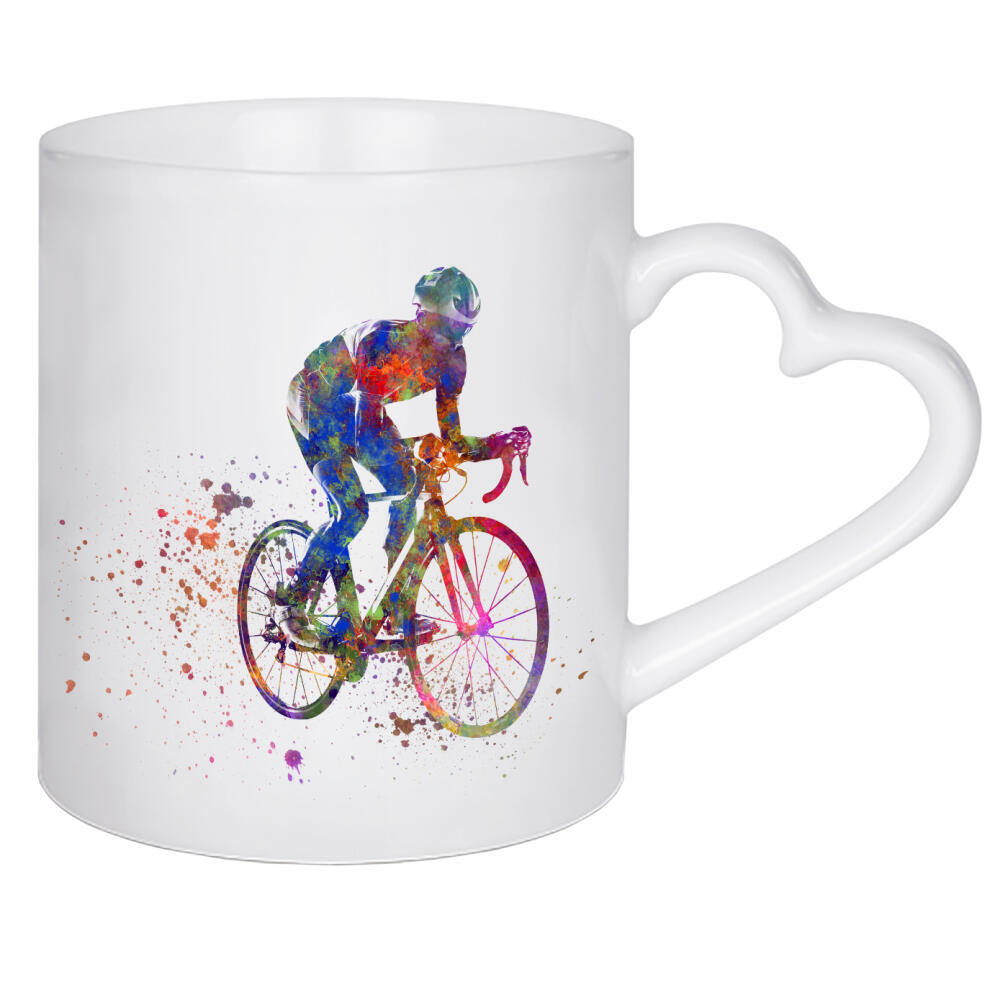 Herztasse "Radfahrerläufer in Aquarell-b" artboxONE - Abstrakt,Sport