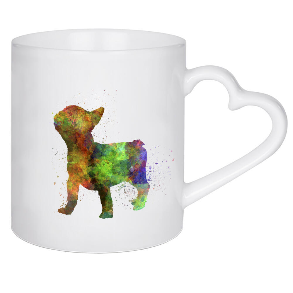 Herztasse "French Bulldog in watercolor" artboxONE - Tiere,Abstrakt - Dog,Dogs,Pet,Animal,Mammal,Watercolor,Dog poster,Illustration,Abstract