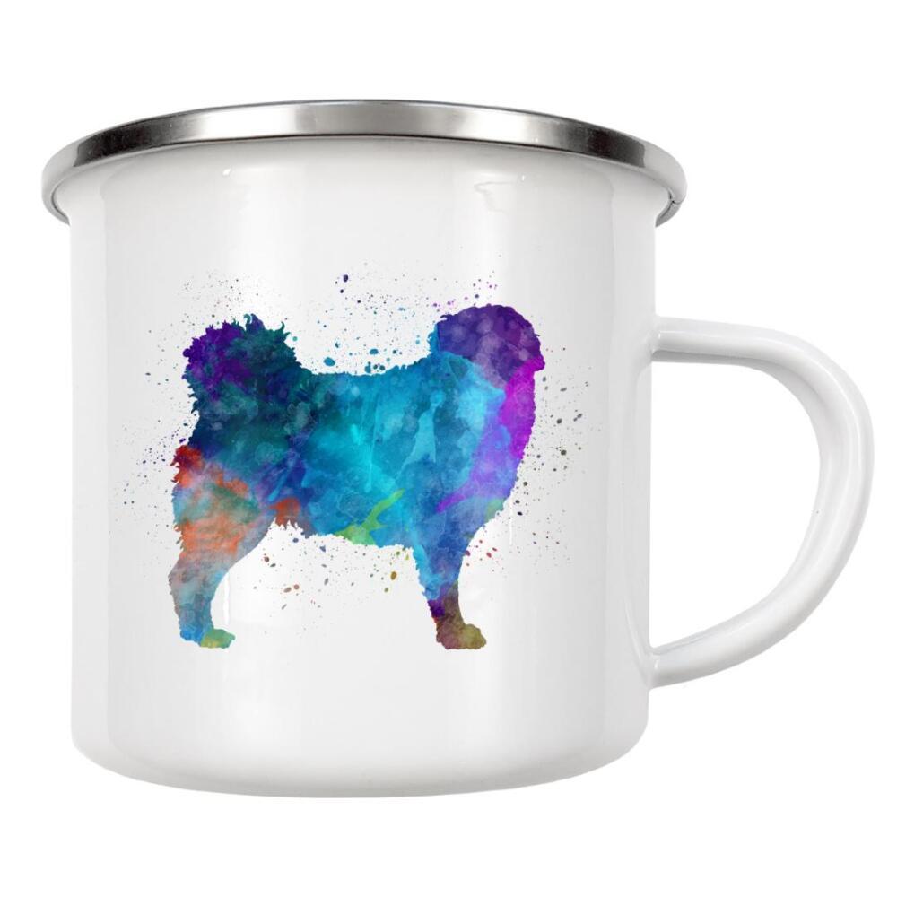 Emaille Tasse "Frisian Water Dog in watercolor" artboxONE - Tiere,Abstrakt - Dog,Dogs,Pet,Animal,Mammal,Watercolor,Dog poster,Illustration,Abstract