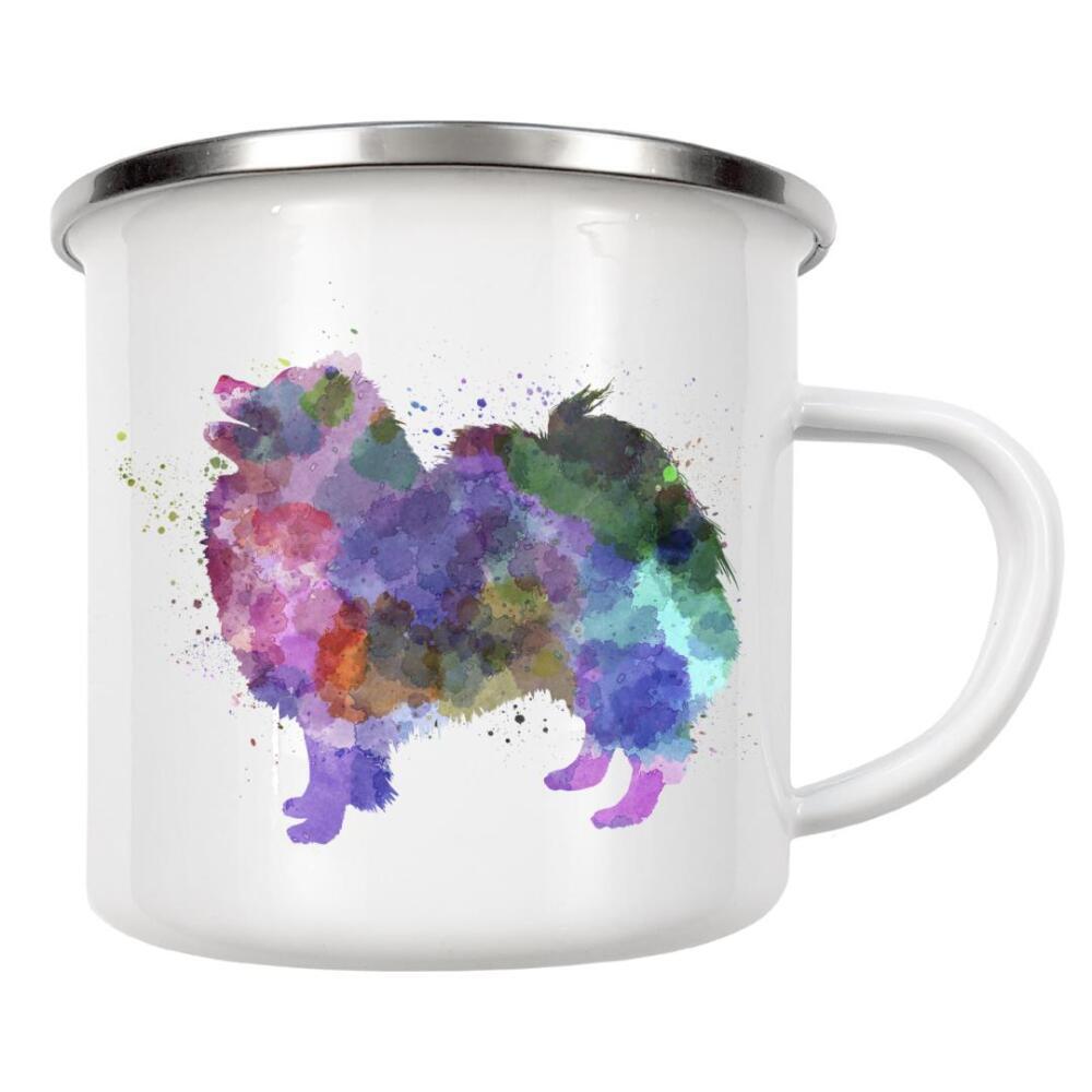 Emaille Tasse "German Spitz in watercolor" artboxONE - Tiere,Abstrakt - Dog,Dogs,Pet,Animal,Mammal,Watercolor,Dog poster,Illustration,Abstract