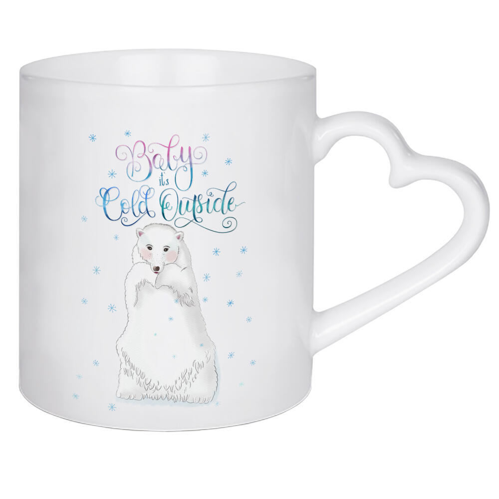 Herztasse "Baby, es ist eiskalt. Eisbär" artboxONE - Typografie,Tiere,Weihnachten