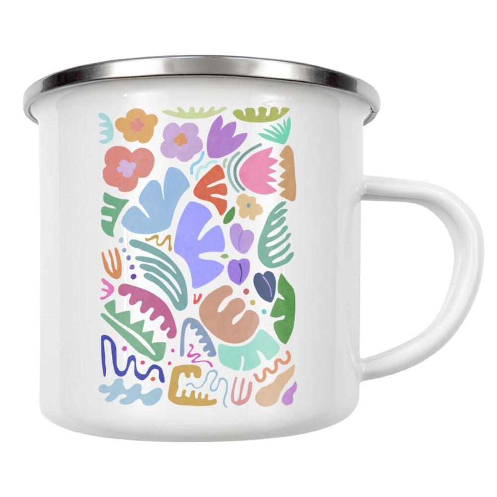 Emaille Tasse "Blue Floral Shapes" artboxONE - Natur,Floral,Abstrakt