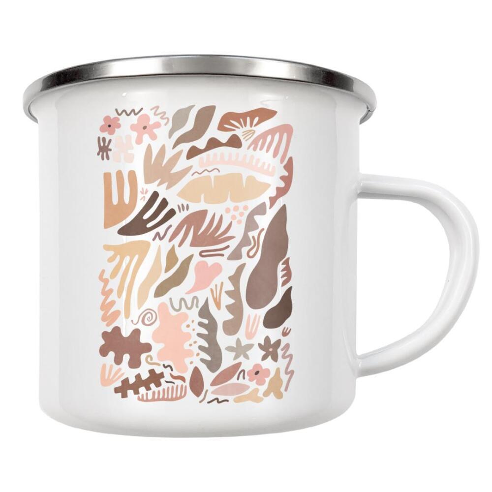Emaille Tasse "Blush Morning Flora" artboxONE - Natur,Floral,Abstrakt - Abstract,Nature,Botanical,Simple,Abstrakt,Shape,Colorful,Plant,Tropical,Flora