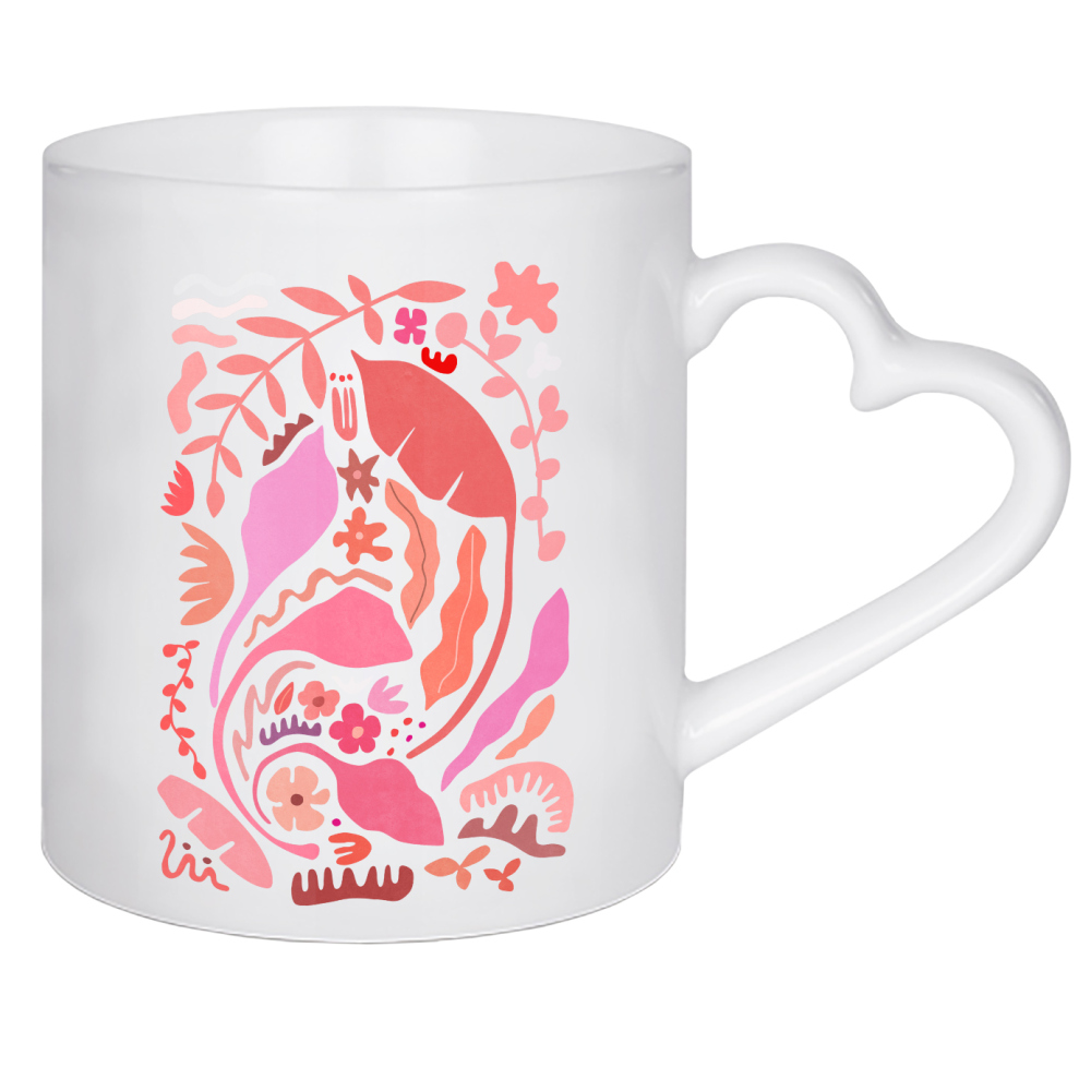 Herztasse "Pink Garden" artboxONE - Natur,Floral,Abstrakt - Abstract,Nature,Botanical,Simple,Abstrakt,Formen,Bunt,Colorful,Shape,Plant,Tropical,Flora