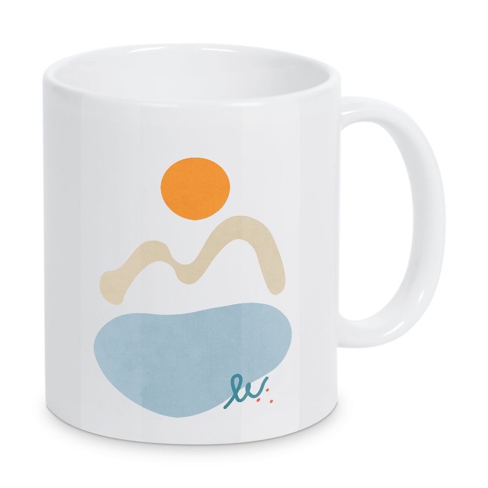 Tasse "Sun, Mountain and Lake" artboxONE - Natur,Abstrakt - Morandi,Nature,Simple,Abstract,Shape,Sea,Lake,Landscape,Outdoor,Mountain