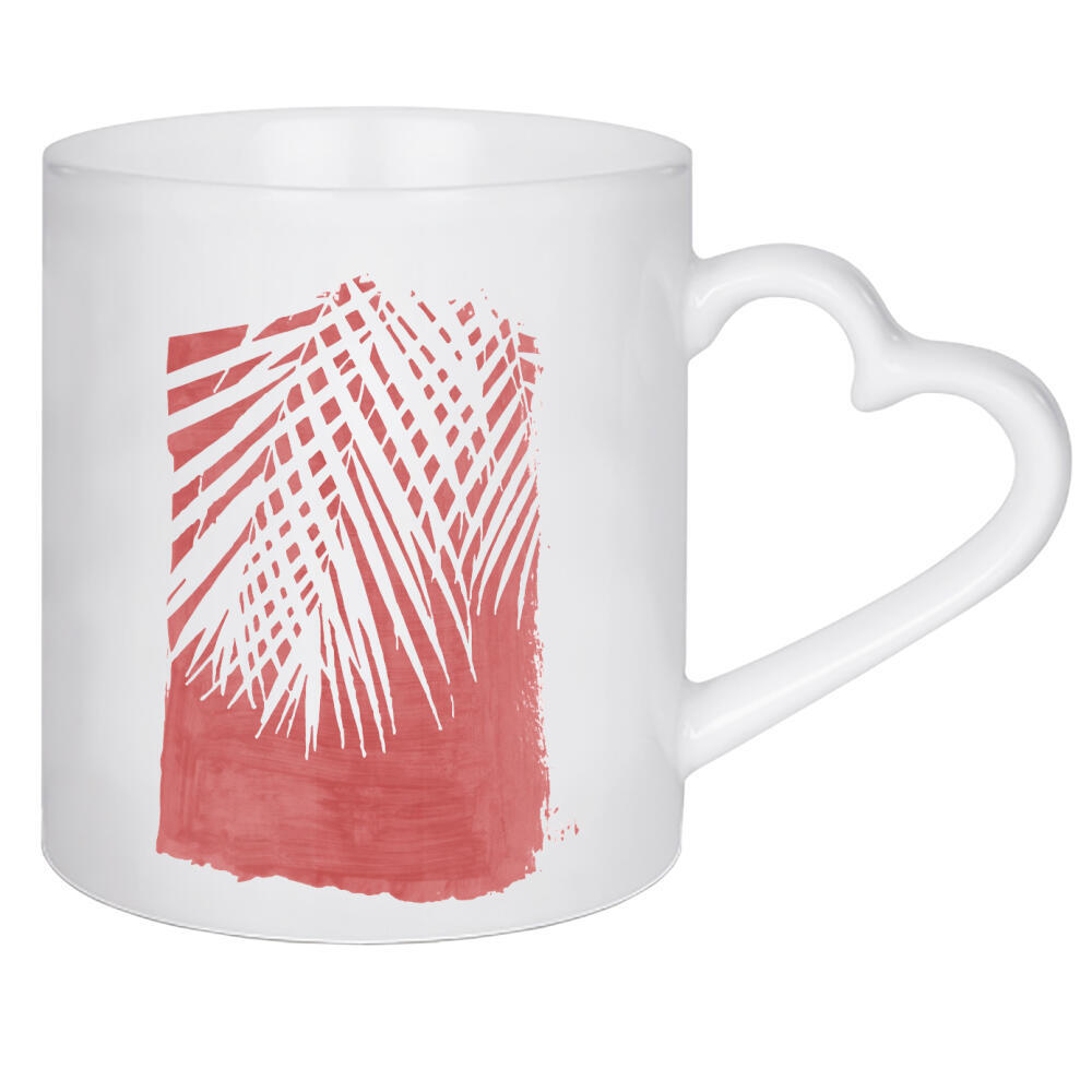 Herztasse "Palm Leaves Silhouette on Red" artboxONE - Natur,Floral