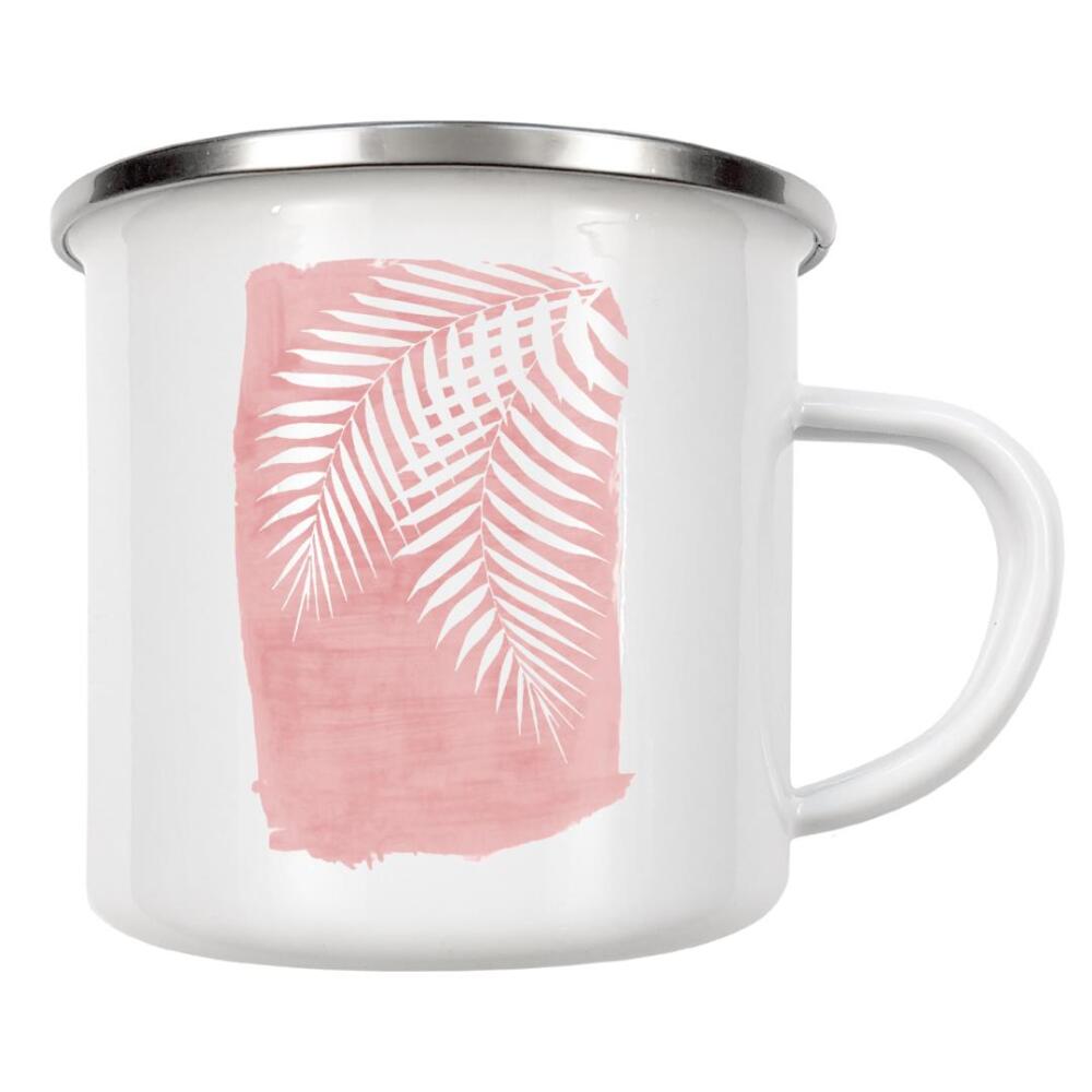 Emaille Tasse "Quiet Palm Leaves on Pink Painting" artboxONE - Natur,Floral