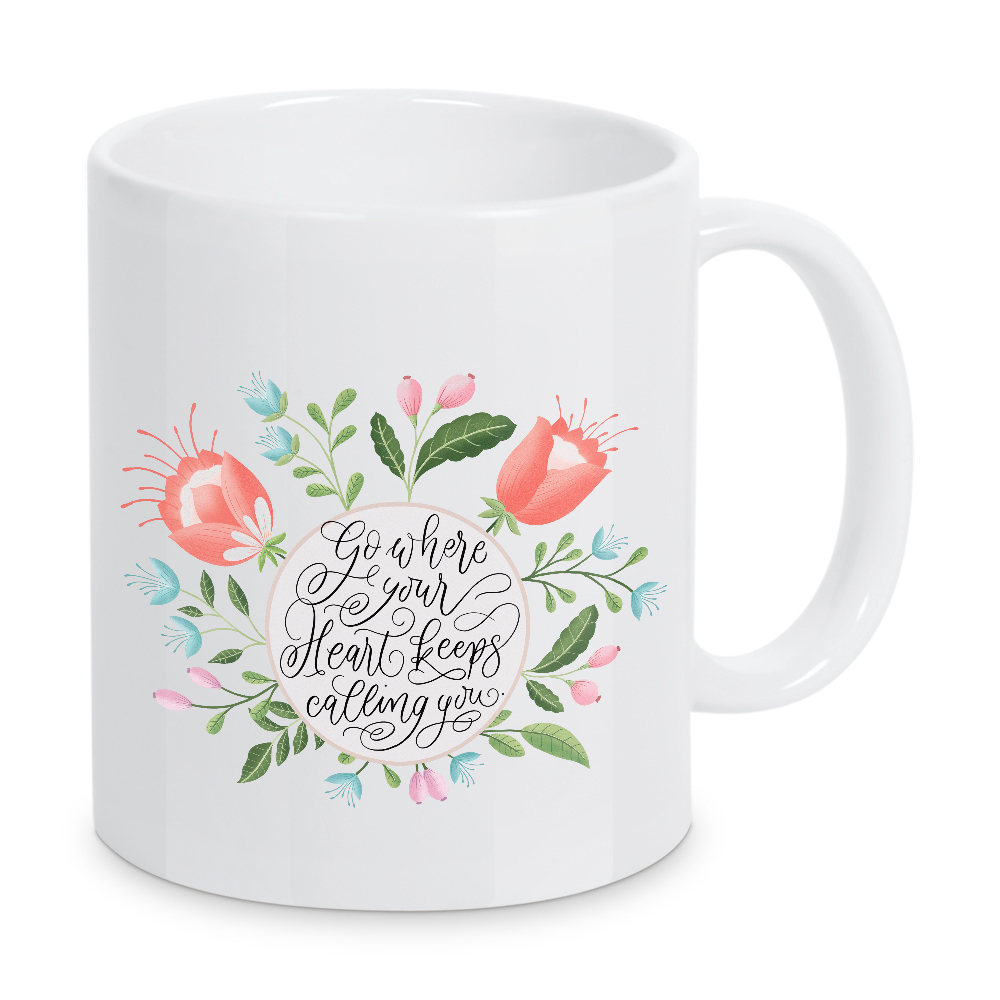 Tasse "Folge dem Ruf deines Herzens" artboxONE - Typografie,Floral