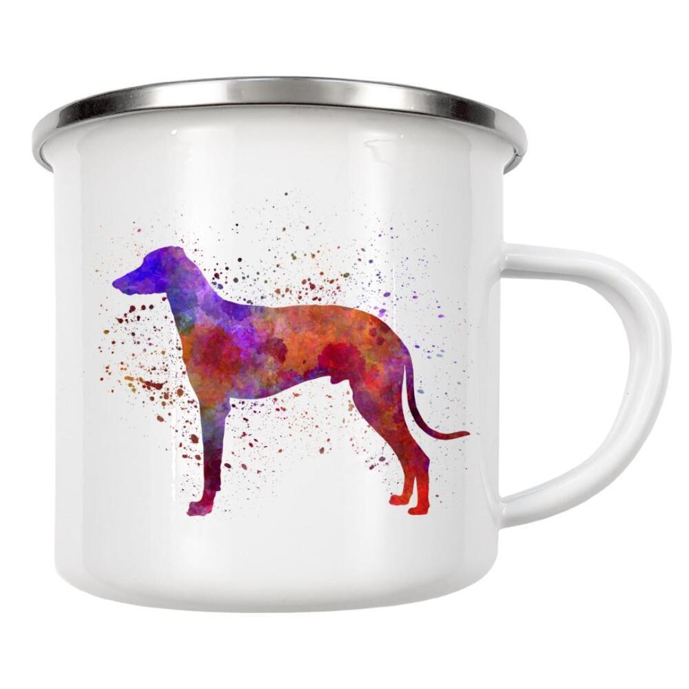 Emaille Tasse "Hungarian Greyhound dog" artboxONE - Tiere,Abstrakt - Dog,Dogs,Pet,Animal,Mammal,Watercolor,Dog poster,Illustration,Abstract