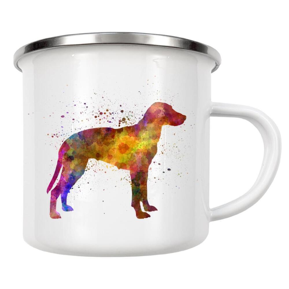 Emaille Tasse "Hygen Hound dog" artboxONE - Tiere,Abstrakt - Dog,Dogs,Pet,Animal,Mammal,Watercolor,Dog poster,Illustration,Abstract