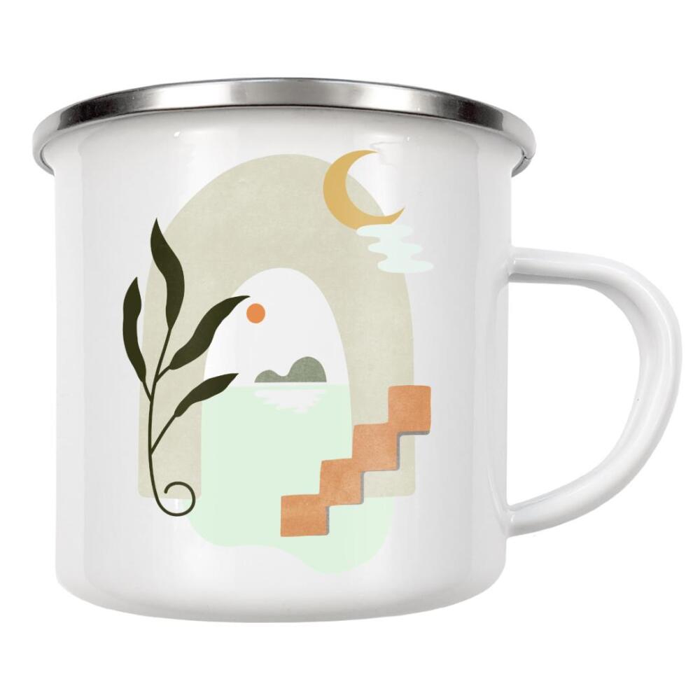 Emaille Tasse "Stilleben der Villa am See" artboxONE - Natur,Floral,Abstrakt