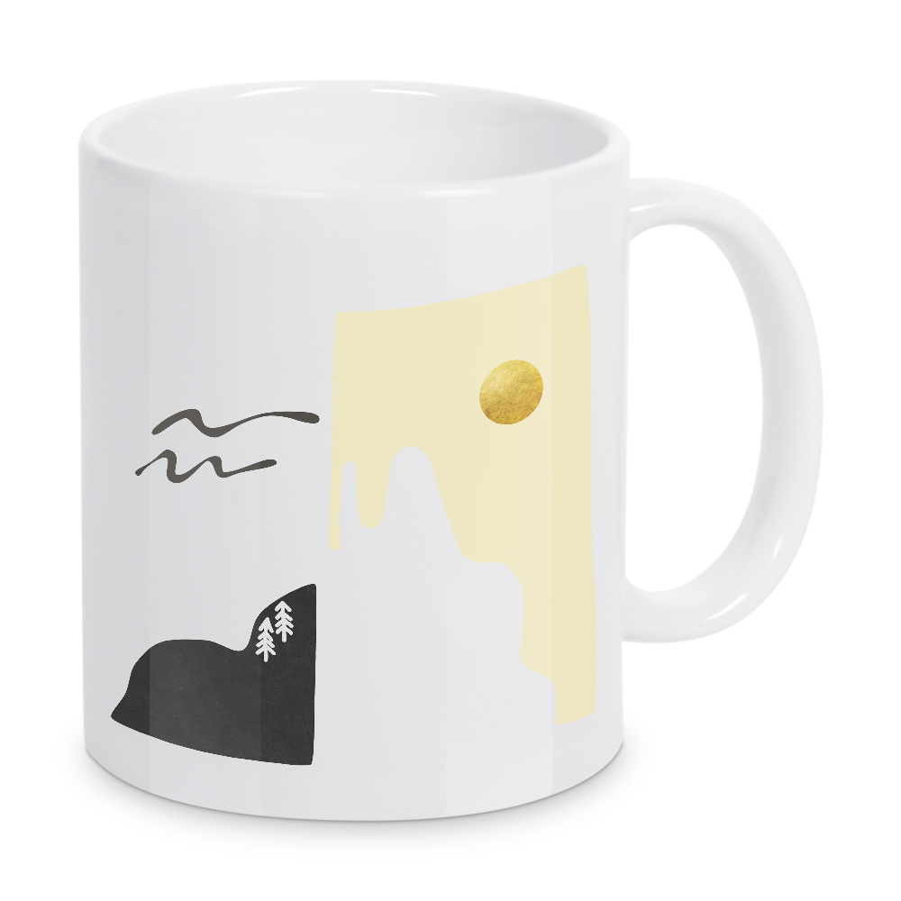 Tasse "Minimale sonnige Alpenlandschaft" artboxONE - Natur,Abstrakt - Botanisch,Pflanze,Boho,Scandi,Natur,Minimal,Berg,Landschaft,Alpen,Kiefern