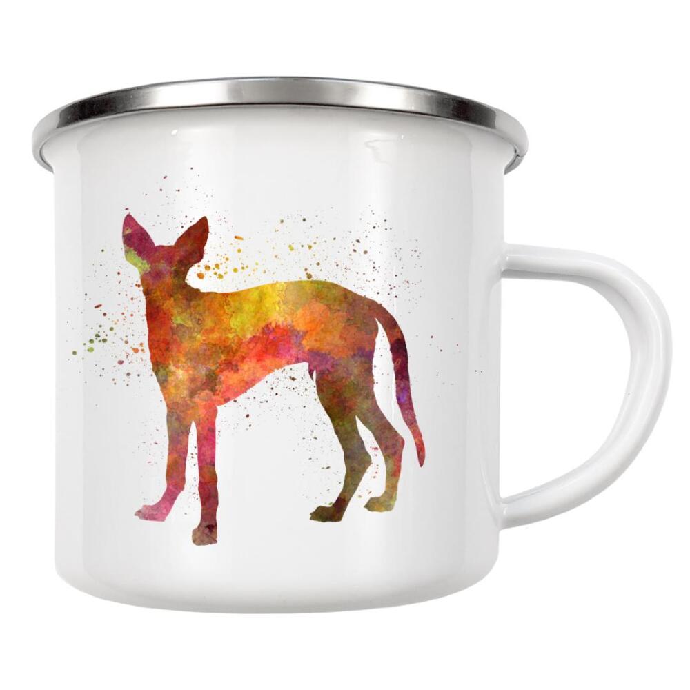 Emaille Tasse "Ibiza Hound in watercolor" artboxONE - Tiere,Abstrakt - Dog,Dogs,Pet,Animal,Mammal,Watercolor,Dog poster,Illustration,Abstract