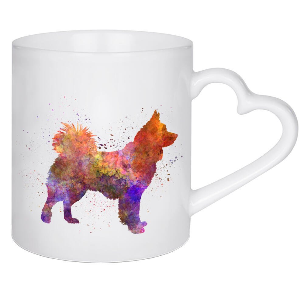 Herztasse "Icelandic Sheepdog in watercolor" artboxONE - Tiere,Abstrakt - Hund,Haustier,Tier,Säugetier,Aquarell,Plakat,Illustration,Abstrakt,Bunt
