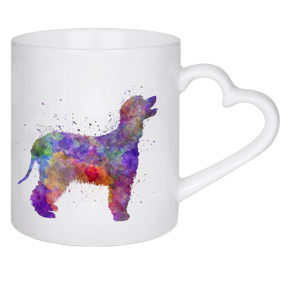 Herztasse "Irish Water Spaniel in watercolor" artboxONE - Tiere,Abstrakt - Dog,Dogs,Pet,Animal,Mammal,Watercolor,Dog poster,Illustration,Abstract,Hund