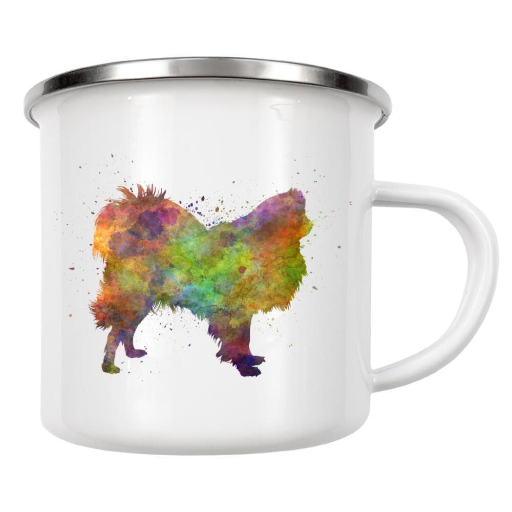 Emaille Tasse "Japanese Chin in watercolor" artboxONE - Tiere,Abstrakt - Dog,Dogs,Pet,Animal,Mammal,Watercolor,Dog poster,Illustration,Abstract