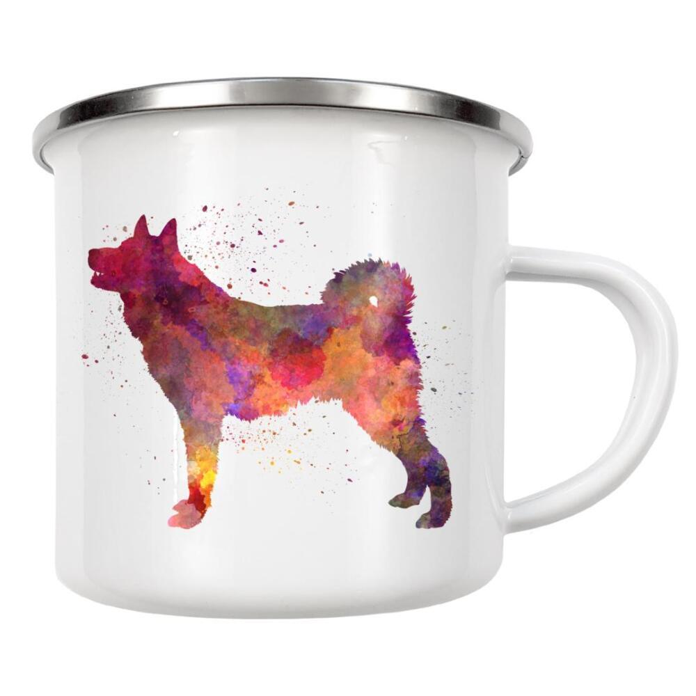Emaille Tasse "Karelian Bear Dog in watercolor" artboxONE - Tiere,Abstrakt - Dog,Dogs,Pet,Animal,Mammal,Watercolor,Dog poster,Illustration,Abstract