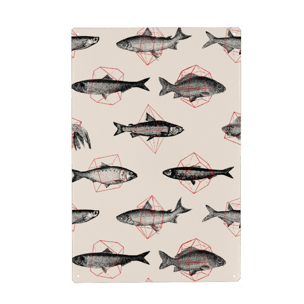 Holzbild "Fish in Geometrics II" artboxONE - Tiere - Fish,Fische,Geometrie,Geometrisch