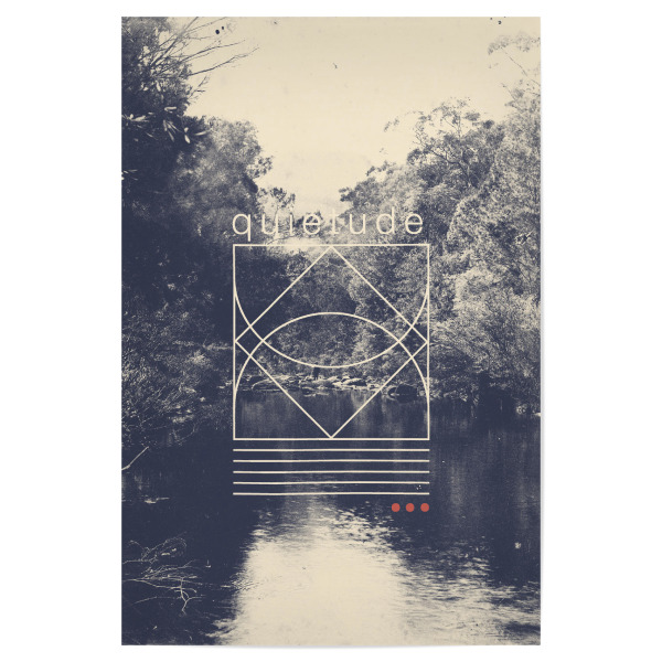 Poster "Quietude" artboxONE - Typografie,Schwarzweiß,Pastell - Park,Fluss,Wasser,Stille