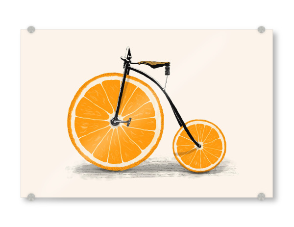 Acrylglasbild "Vitamin" artboxONE - Sport,Sport / Sommerspiele - Zweirad,Orange,Orangen,Rad,Räder,Fahrrad,Fahrzeug,Vitamin,Vitamin c