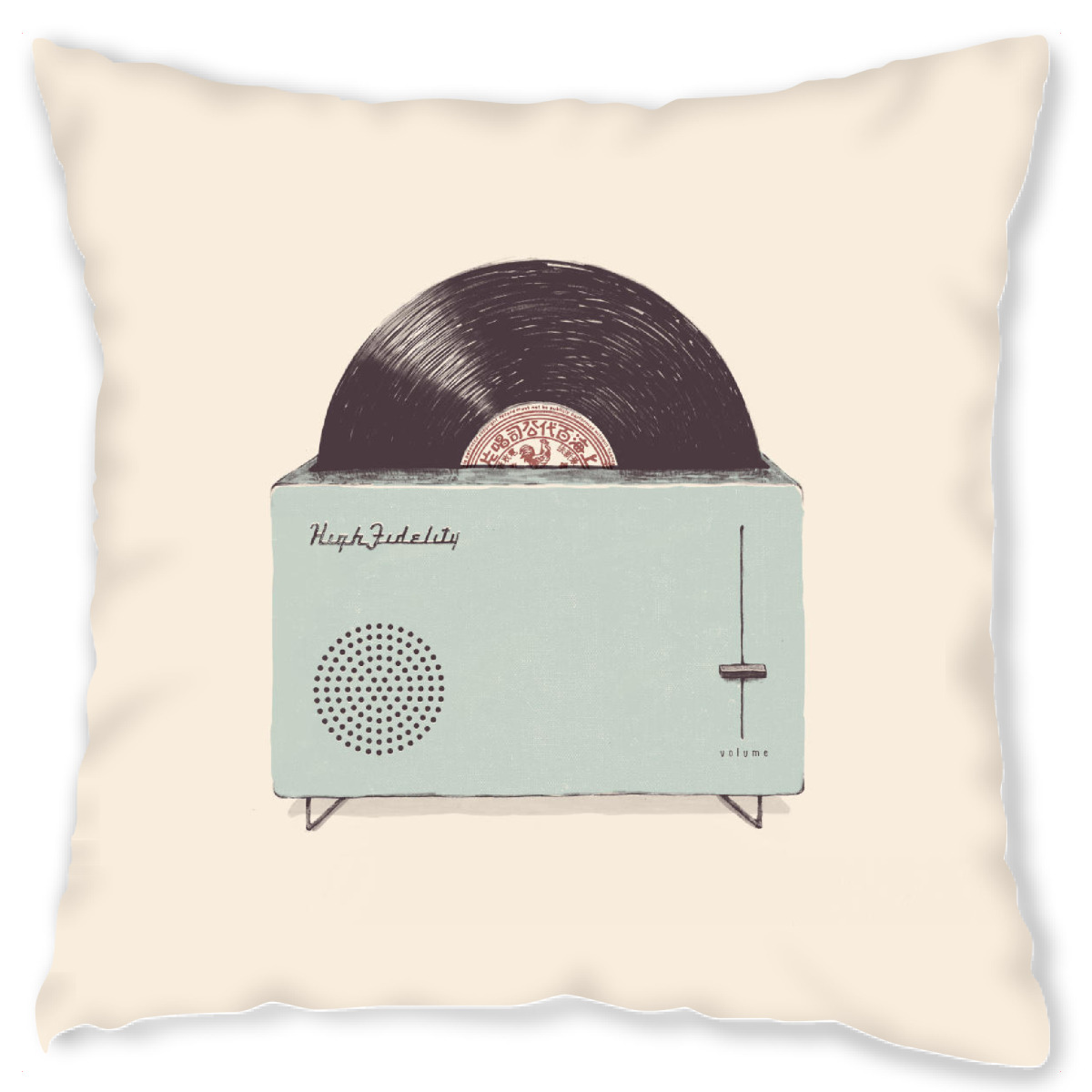 Design-Kissen "High Fidelity" artboxONE - Abstrakt,Retro - Platte,Plattenspieler,Toaster,Musik,Musik,Melodie