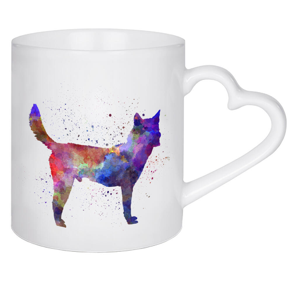 Herztasse "Korea Jindo Dog in watercolor" artboxONE - Tiere,Abstrakt - Dog,Dogs,Pet,Animal,Mammal,Watercolor,Dog poster,Illustration,Abstract