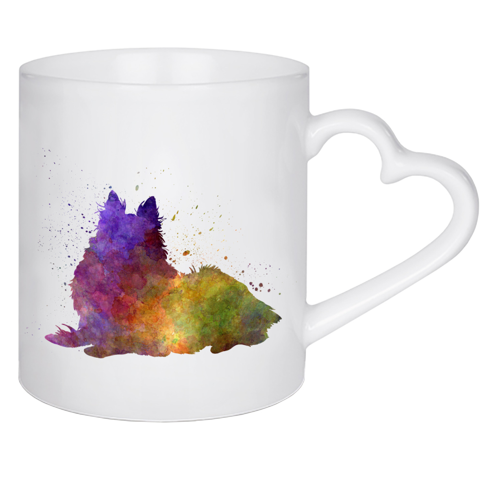 Herztasse "Long Haired Collie in watercolor" artboxONE - Tiere,Abstrakt - Dog,Dogs,Pet,Animal,Mammal,Watercolor,Dog poster,Illustration,Abstract,Hund