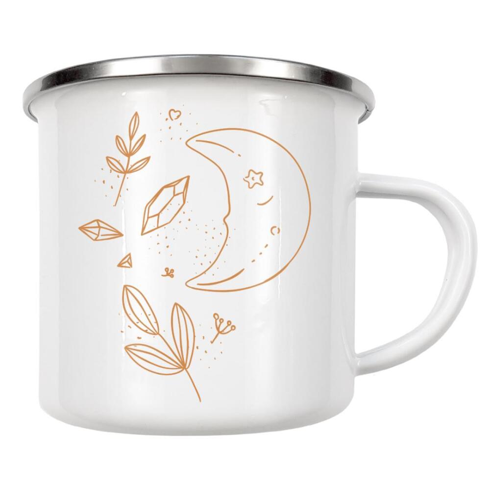 Emaille Tasse "Floral art style icon moon" artboxONE - Natur,Abstrakt,Fiktion