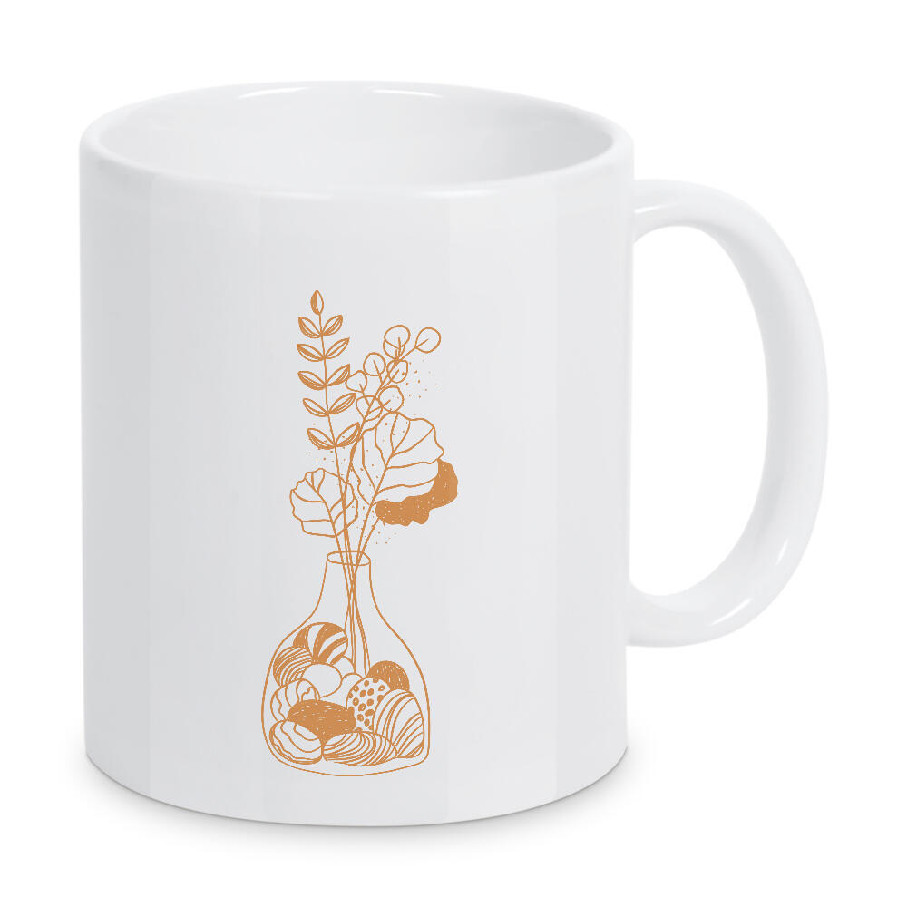 Tasse "Floral art style icon vase" artboxONE - Floral - Blumen,Blätter,Vase,Zweig,Illustration,Vintage,Grafik,Linearer garten,Natürlich,Organisch