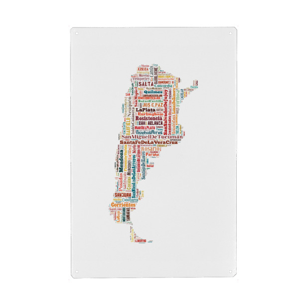 Holzbild "Argentina Map" artboxONE - Typografie,Reise / Länder,Weltkarten,Kartografie