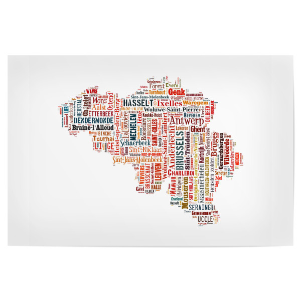 Poster "Belgium Map Black" artboxONE - Typografie,Reise / Länder,Weltkarten,Kartografie - Karte,Landkarte,Landkarte,Belgien,Belgien,Karte
