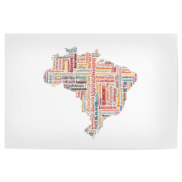 Poster 30x20 cm "Brazil Map Black" artboxONE - Typografie,Reise,Reise / Länder,Sport / Sommerspiele,Weltkarten,Städte / Rio de Janeiro,Kartografie