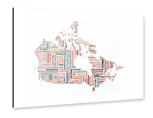Alu-Dibond "Canada Map Black" 30x20 cm artboxONE