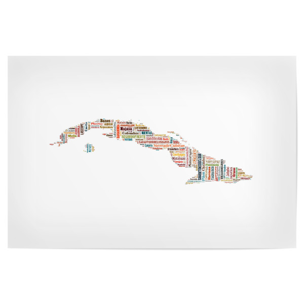 Poster 30x20 cm "Cuba Map Black" artboxONE - Typografie,Reise,Reise / Länder,Weltkarten,Kartografie - Karte,Map,Land,Landkarte,Cuba,Kuba