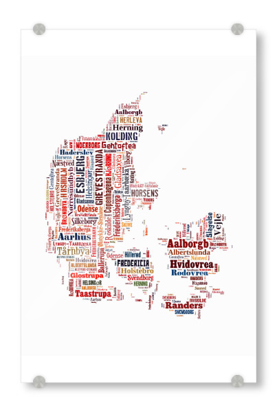 Acrylglasbild "Denmark Map Black" artboxONE - Typografie,Städte / København,Reise / Länder,Weltkarten,Kartografie