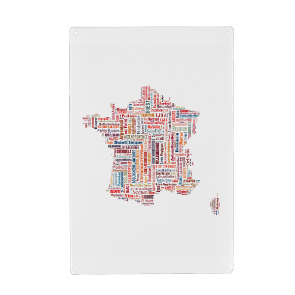 Metall Poster "France Map Black" artboxONE - Typografie,Reise / Länder,Weltkarten,Kartografie - Karte,Landkarte,Landkarte,Frankreich,Frankland