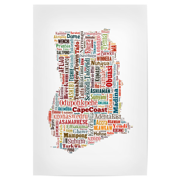 Poster "Ghana Map Black" artboxONE - Typografie,Reise / Länder,Weltkarten,Kartografie - Karte,Map,Land,Landkarte,Ghana
