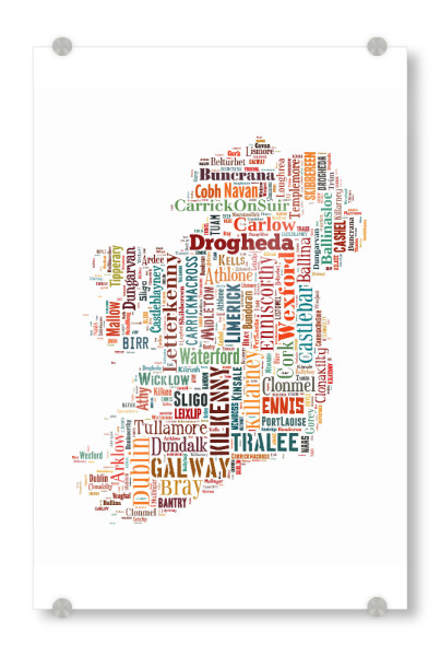 Acrylglasbild "Ireland Map Black" artboxONE - Typografie,Reise / Länder,Weltkarten,Kartografie - Karte,Landkarte,Landkarte,Irland,Irland