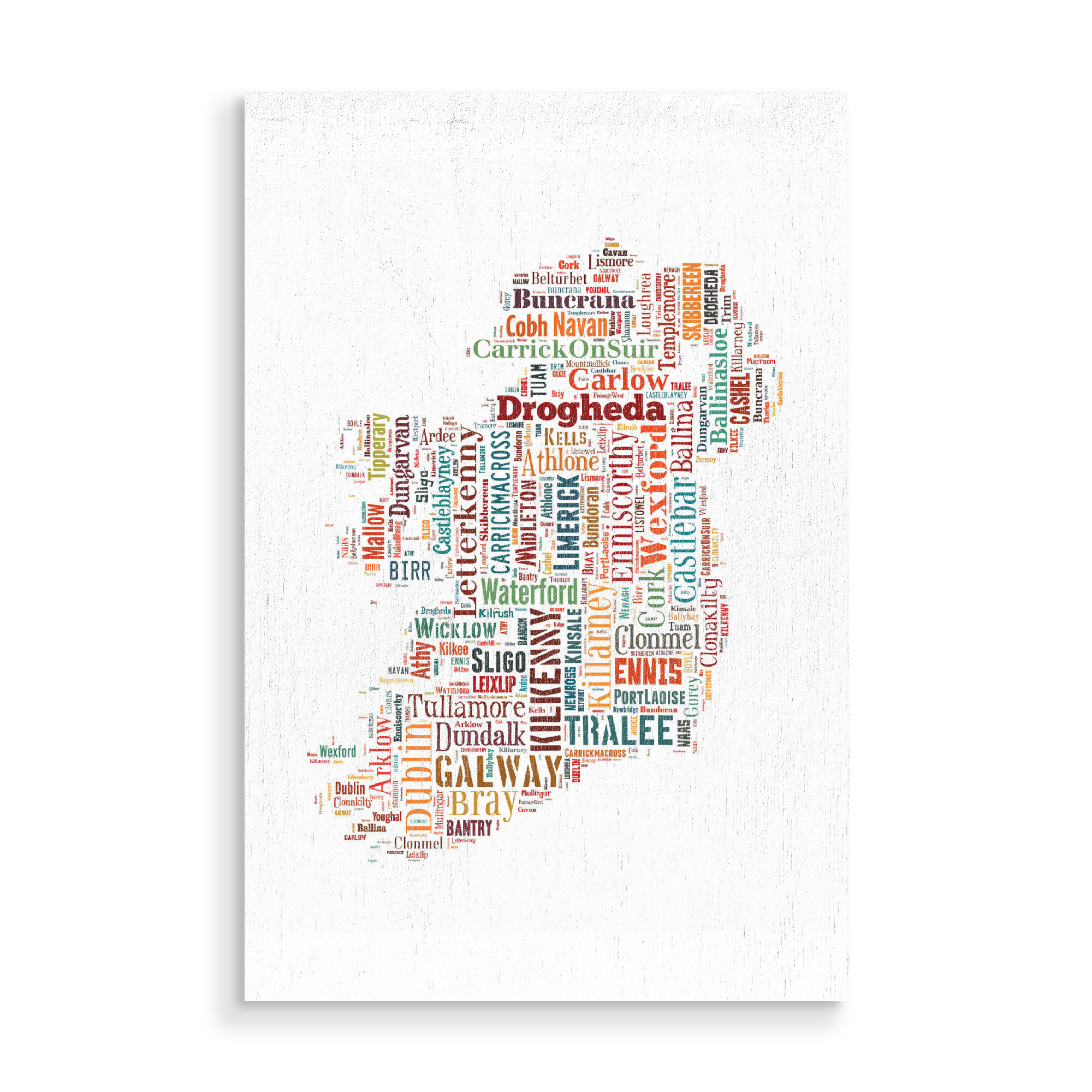 Holzbild "Ireland Map Black" artboxONE - Typografie,Reise / Länder,Weltkarten,Kartografie - Karte,Landkarte,Landkarte,Irland,Irland