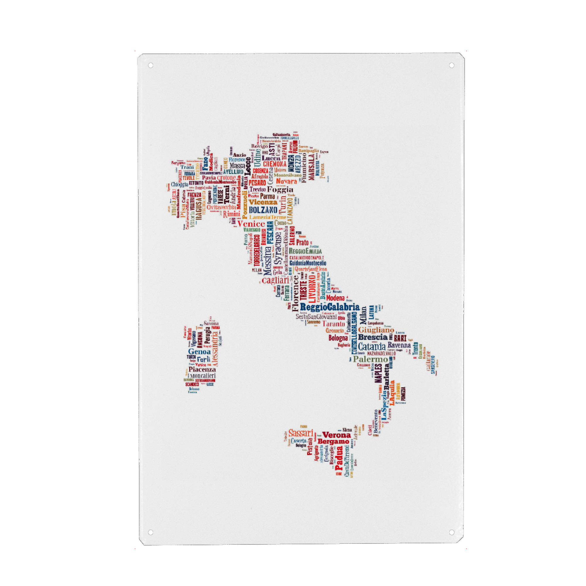Metall Poster "Italy Map Black" artboxONE - Typografie,Reise / Länder,Weltkarten,Kartografie - Karte,Landkarte,Landkarte,Italien,Italien