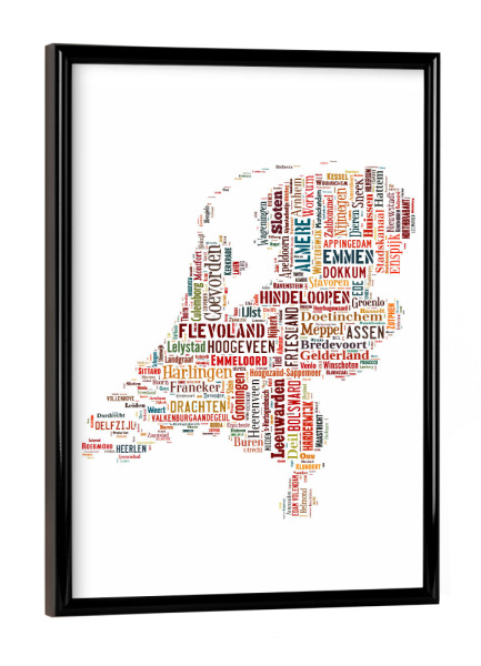 Poster mit schwarzem Rahmen "Netherlands Map" artboxONE - Typografie,Reise,Reise / Länder,Weltkarten,Kartografie