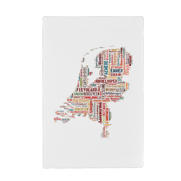 Metall Poster "Netherlands Map" artboxONE - Typografie,Reise,Reise / Länder,Weltkarten,Kartografie - Karte,Karte,Land,Landkarte,Niederlande,Holland