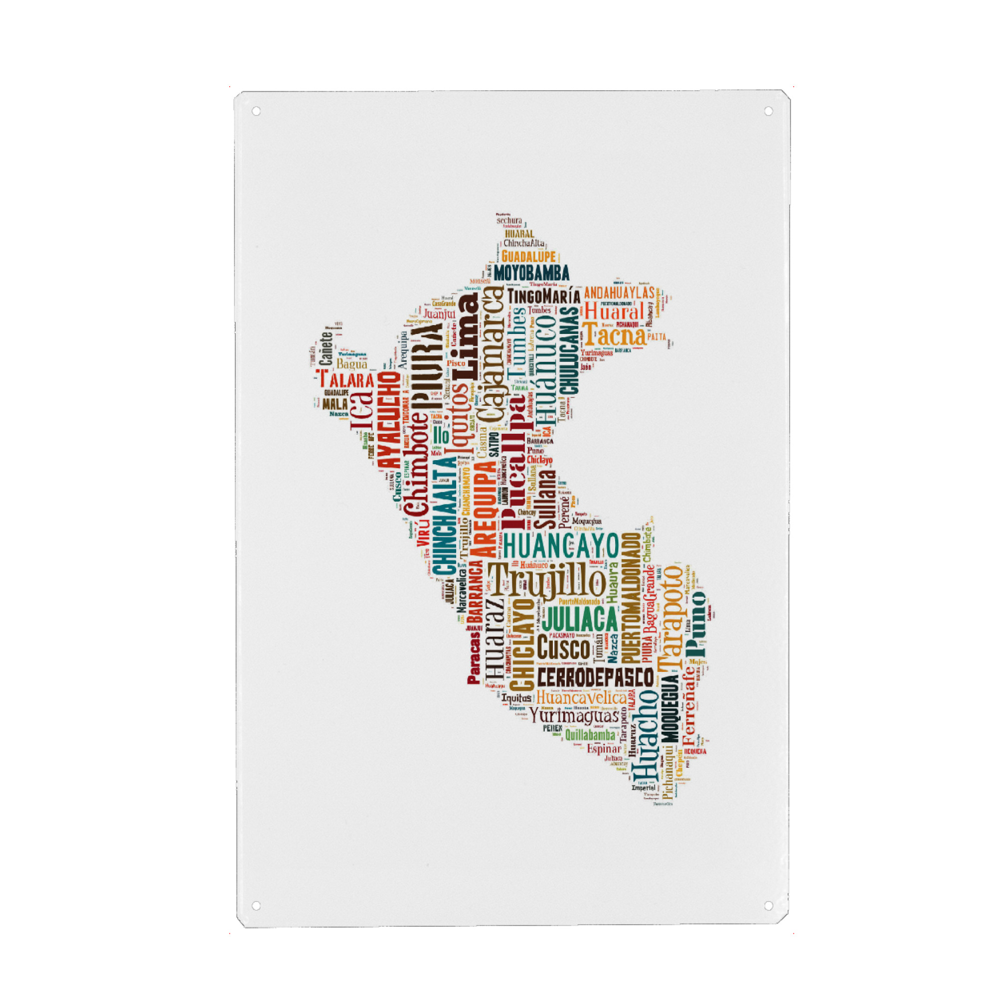 Holzbild "Peru Map Black" artboxONE - Typografie,Reise,Reise / Länder,Weltkarten,Kartografie - Karte,Map,Land,Landkarte,Peru