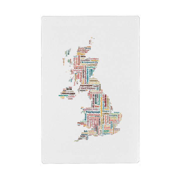 Holzbild "United Kingdom Map Black" artboxONE - Typografie,Reise,Reise / Länder,Weltkarten,Kartografie